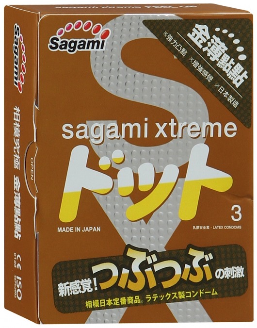 Презервативы Sagami Xtreme FEEL UP с точечной текстурой и линиями прилегания - 3 шт. - Sagami - купить с доставкой в Сергиевом Посаде