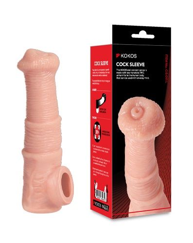 Телесная фантазийная насадка на член Cock Sleeve Size M - KOKOS - в Сергиевом Посаде купить с доставкой