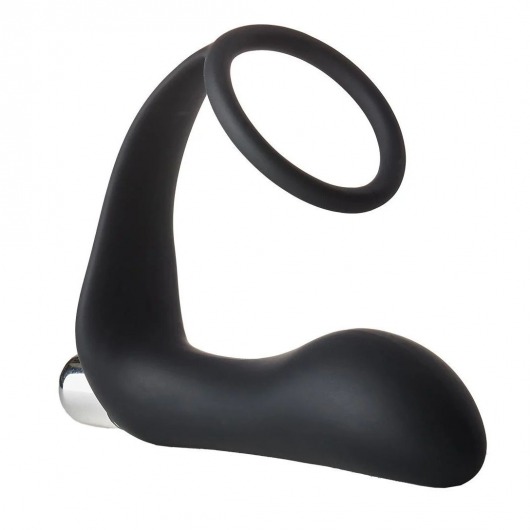 Черное эрекционное кольцо с вибропробкой Vibrating Anal Plug With Cockring - Dream Toys - в Сергиевом Посаде купить с доставкой