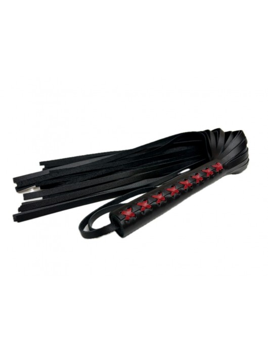 Кожаная плеть Sex Game с красным плетением на рукояти - 57 см. - БДСМ Арсенал - купить с доставкой в Сергиевом Посаде