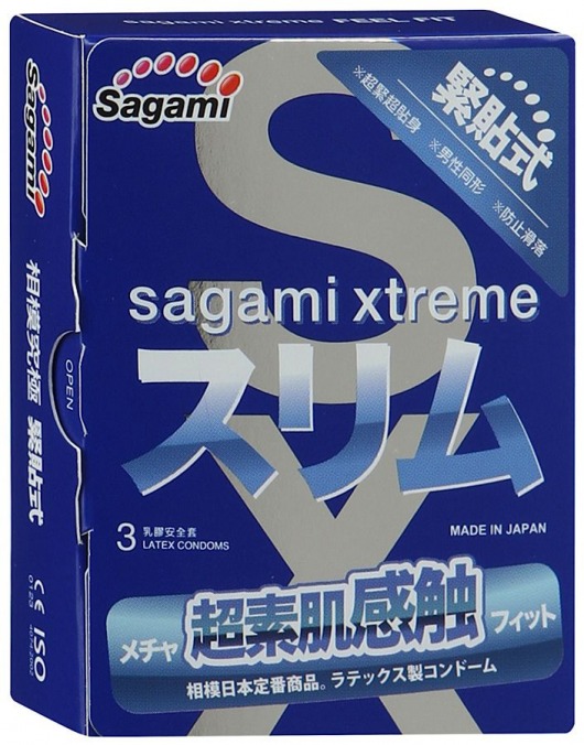 Розовые презервативы Sagami Xtreme FEEL FIT 3D - 3 шт. - Sagami - купить с доставкой в Сергиевом Посаде