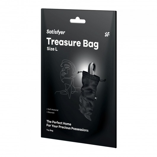 Черный мешочек для хранения игрушек Treasure Bag L - Satisfyer - купить с доставкой в Сергиевом Посаде