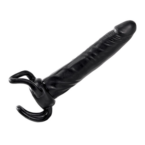 Чёрная насадка-фаллос для двойного проникновения INFLATABLE DILDO SLIM DONG  - 13,5 см. - Toyz4lovers - в Сергиевом Посаде купить с доставкой
