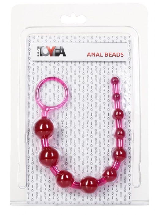 Розовая анальная цепочка из 10 шариков - 25 см. - Toyfa Basic