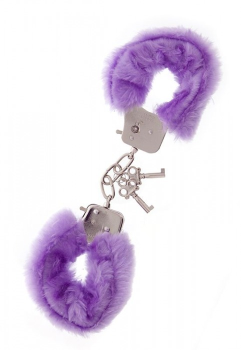 Фиолетовые меховые наручники METAL HANDCUFF WITH PLUSH LAVENDER - Dream Toys - купить с доставкой в Сергиевом Посаде