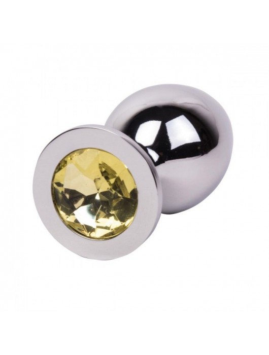 Большой стальной плаг с желтым кристаллом Sweet Lemon - 9,5 см. - Erotic Fantasy - купить с доставкой в Сергиевом Посаде