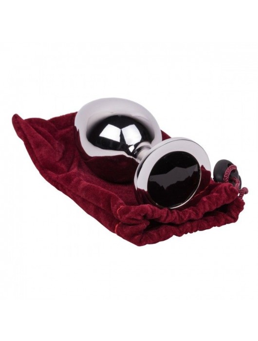 Большой стальной плаг с черным кристаллом Black Rave - 9,5 см. - Erotic Fantasy - купить с доставкой в Сергиевом Посаде