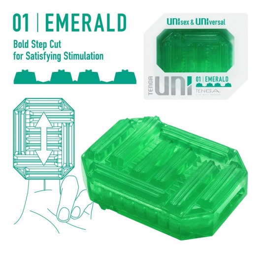 Зеленый мастурбатор-стимулятор Tenga Uni Emerald - Tenga - в Сергиевом Посаде купить с доставкой