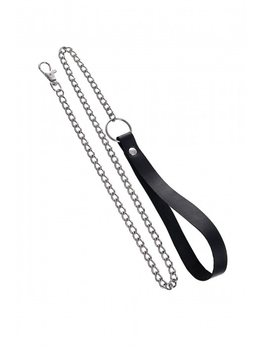 Черный кожаный ошейник-воротник с поводком - Pecado - купить с доставкой в Сергиевом Посаде