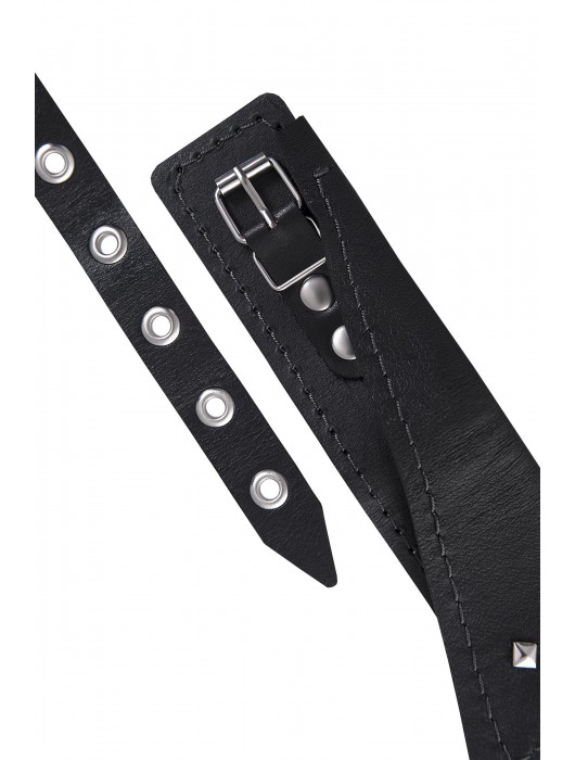 Черный кожаный ошейник-воротник с поводком - Pecado - купить с доставкой в Сергиевом Посаде