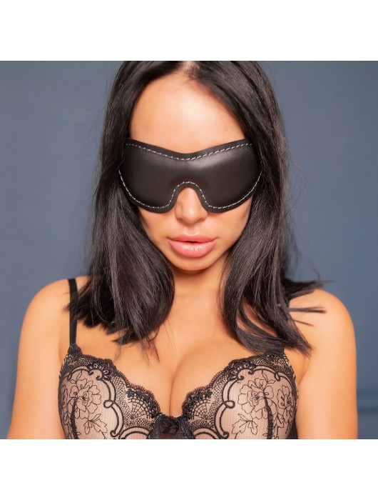 Черная мягкая закрытая маска из натуральной кожи - Crazy Handmade - купить с доставкой в Сергиевом Посаде