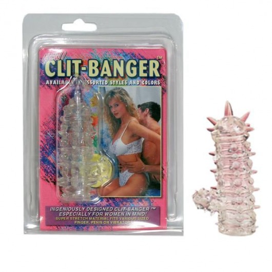 Прозрачная насадка с шипами и клиторальной шишечкой CLIT-BANGER SLEEVE IN CLEAR - Tonga - в Сергиевом Посаде купить с доставкой