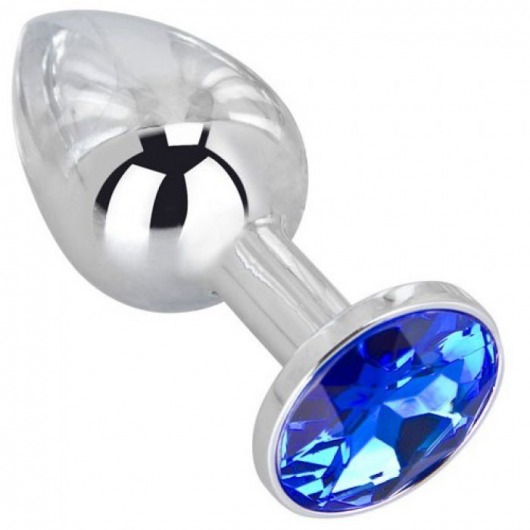 Анальное украшение BUTT PLUG  Small с синим кристаллом - 7 см. - Anal Jewelry Plug - купить с доставкой в Сергиевом Посаде