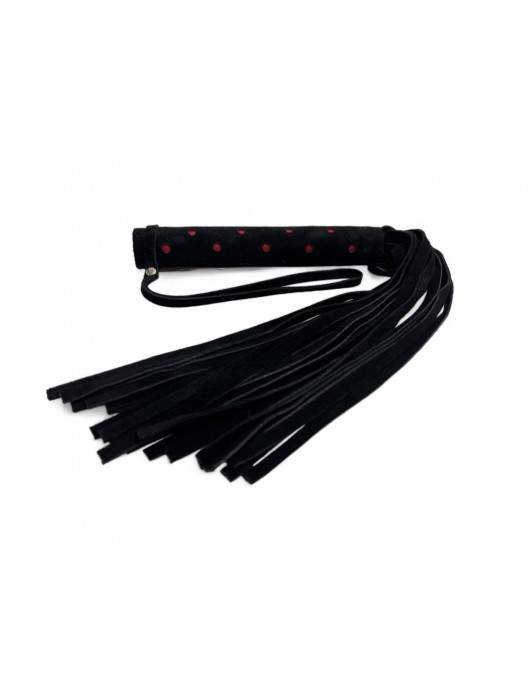 Черная замшевая плеть с красными точками на рукояти Red dot Princess - 43 см. - БДСМ Арсенал - купить с доставкой в Сергиевом Посаде
