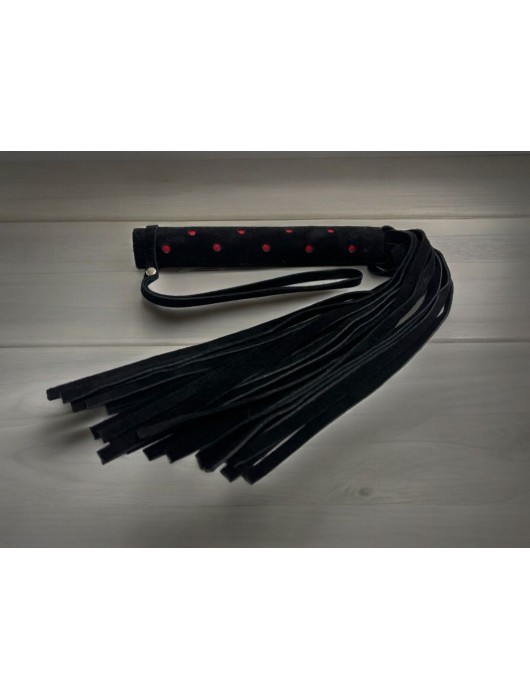 Черная замшевая плеть с красными точками на рукояти Red dot Princess - 43 см. - БДСМ Арсенал - купить с доставкой в Сергиевом Посаде