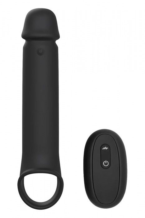 Черная насадка-удлинитель с вибрацией Vibrating Extender With Remote - Dream Toys - в Сергиевом Посаде купить с доставкой