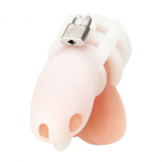 Белая клетка для пениса Silicone Small 2 in Cock Cage With Ball Divider - BlueLine - купить с доставкой в Сергиевом Посаде