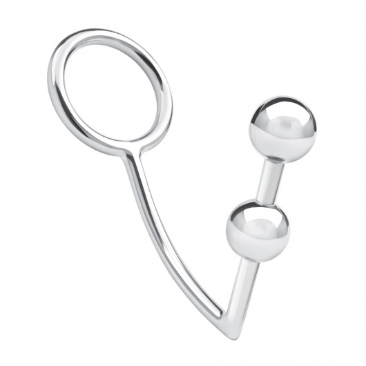 Кольцо на пенис с анальным стимулятором Two Bead Stainless Steel Anal Hook   Cock Ring - BlueLine - в Сергиевом Посаде купить с доставкой
