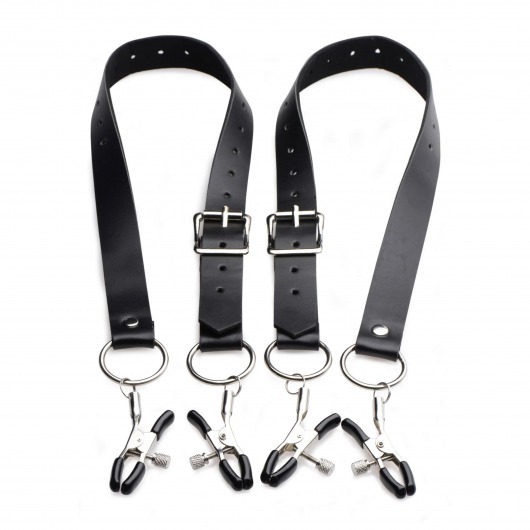 Ремни с зажимами для половых губ Spread Labia Spreader Straps with Clamps - XR Brands - купить с доставкой в Сергиевом Посаде