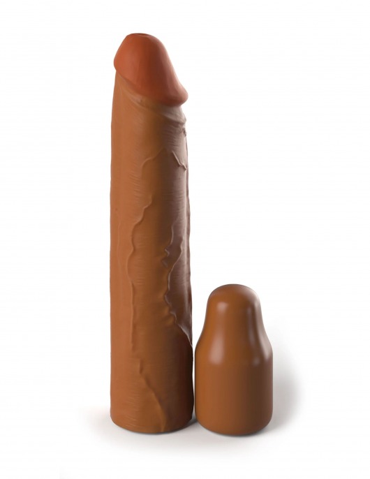Коричневая насадка на член 2  Silicone X-tension - 20,3 см. - Pipedream - в Сергиевом Посаде купить с доставкой