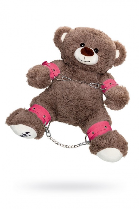 Бондажный набор: бурый мишка с розовыми оковами и наручниками - Pecado - купить с доставкой в Сергиевом Посаде