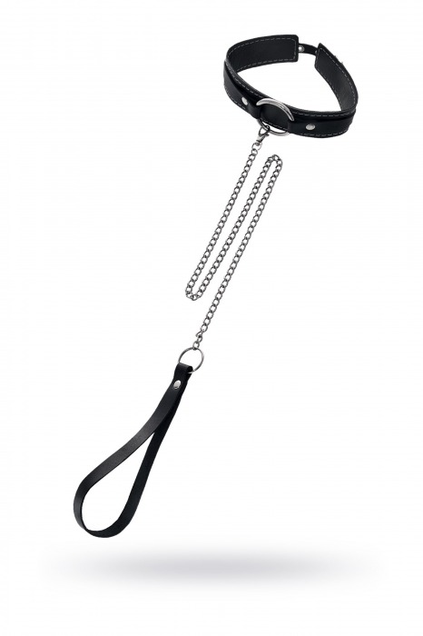 Кожаный ошейник-чокер с поводком - Pecado - купить с доставкой в Сергиевом Посаде