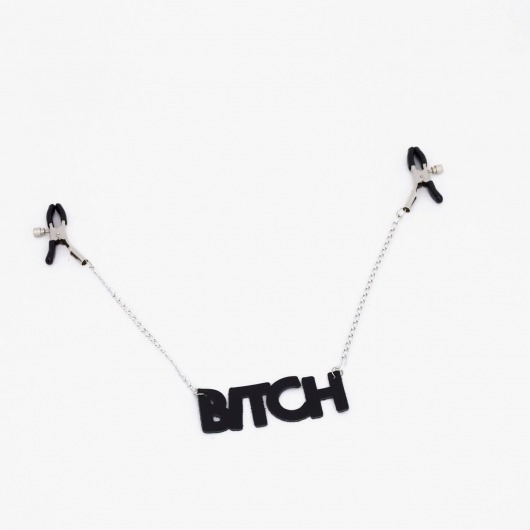 Зажимы на соски с кожаной подвеской Bitch - Crazy Handmade - купить с доставкой в Сергиевом Посаде