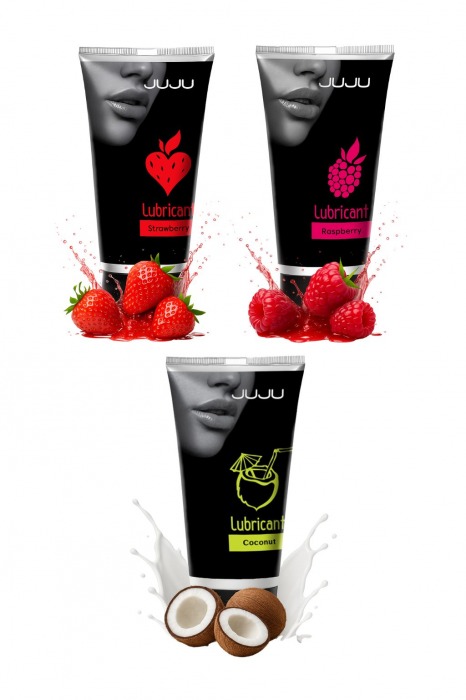 Набор из 3 съедобных лубрикантов JUJU (клубника, малина, кокос) - JuJu - купить с доставкой в Сергиевом Посаде