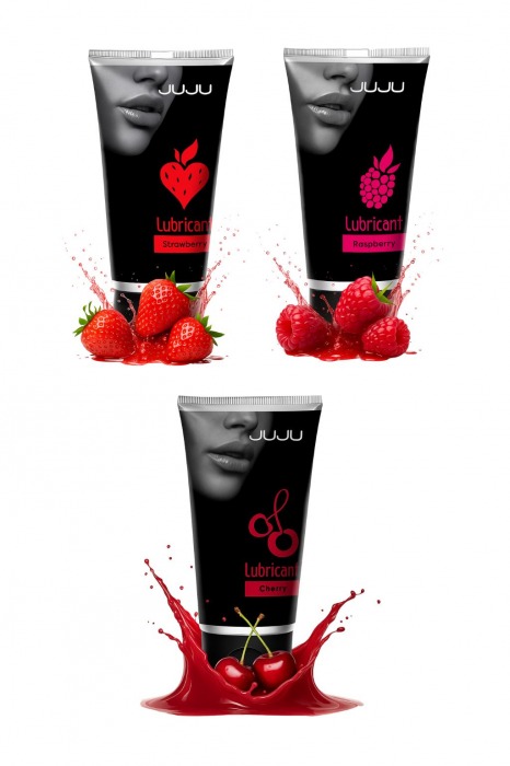 Набор из 3 съедобных лубрикантов JUJU (клубника, малина, вишня) - JuJu - купить с доставкой в Сергиевом Посаде