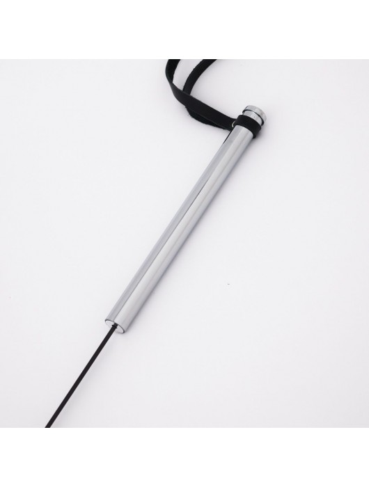 Стек с широким черным кожаным наконечником и металлической ручкой - 67 см. - Crazy Handmade - купить с доставкой в Сергиевом Посаде