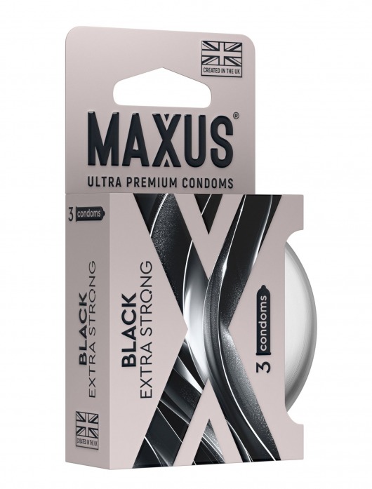 Черные утолщенные презервативы MAXUS Extra Strong с железным кейсом - 3 шт. - Maxus - купить с доставкой в Сергиевом Посаде