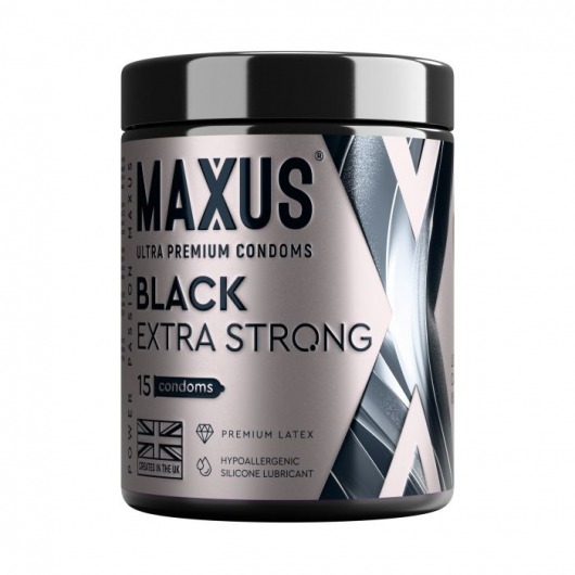 Черные утолщенные презервативы MAXUS Extra Strong с железным кейсом - 15 шт. - Maxus - купить с доставкой в Сергиевом Посаде