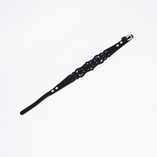 Черный ажурный чокер с золотистой фурнитурой - Crazy Handmade - купить с доставкой в Сергиевом Посаде