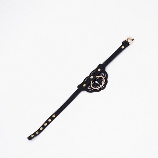 Черный чокер с клепками и золотистой фурнитурой - Crazy Handmade - купить с доставкой в Сергиевом Посаде