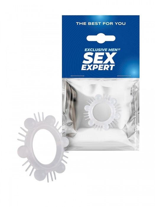 Эластичное эрекционное кольцо с шипиками и шариками - Sex Expert - в Сергиевом Посаде купить с доставкой