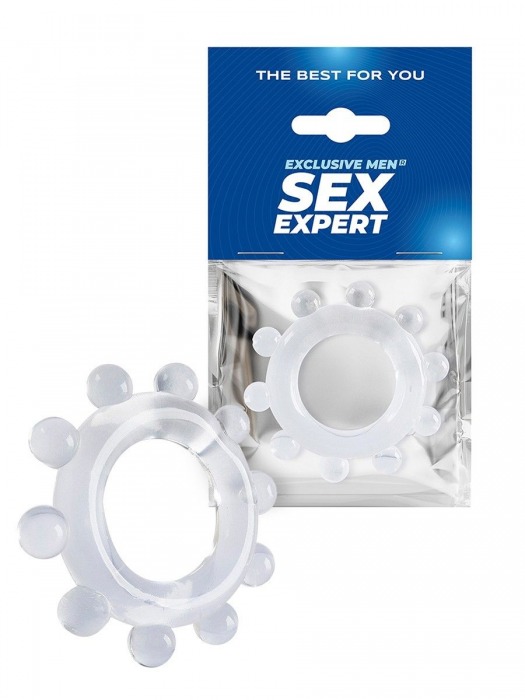 Прозрачное эрекционное кольцо со стимулирующими шариками - Sex Expert - в Сергиевом Посаде купить с доставкой