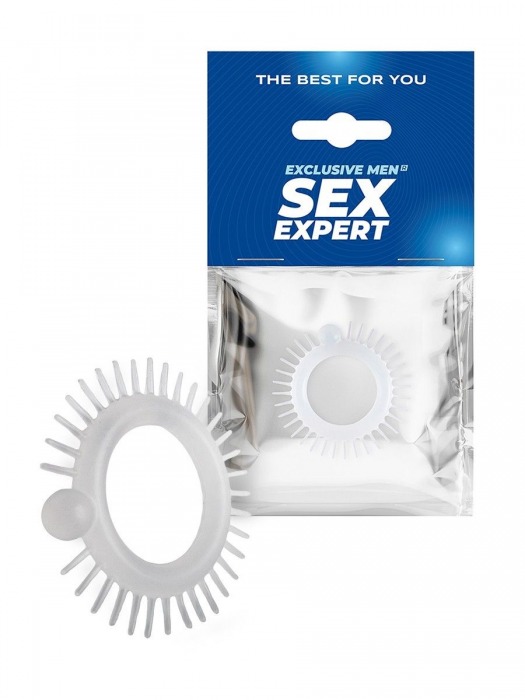 Эластичное эрекционное кольцо с шипиками и шариком - Sex Expert - в Сергиевом Посаде купить с доставкой