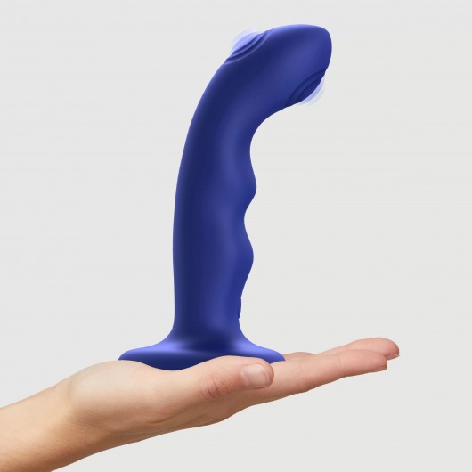 Синяя насадка-стимулятор Strap-On-Me Tapping Dildo Wave - Strap-on-me - купить с доставкой в Сергиевом Посаде