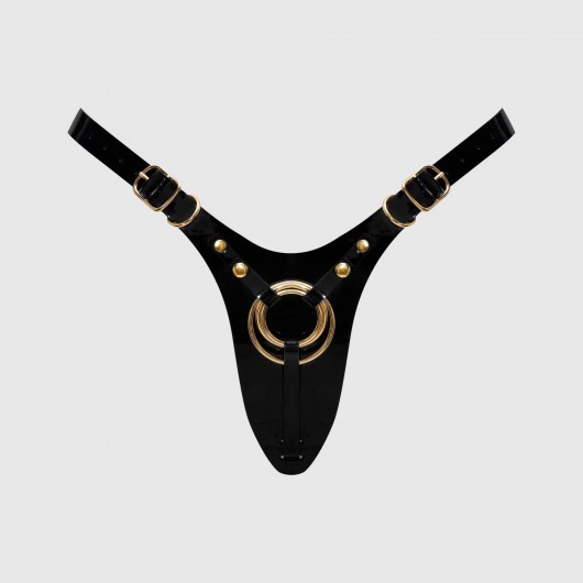 Черный пояс для фиксации насадок Strap-On-Me Leatherette Harness Fabulous - Strap-on-me - купить с доставкой в Сергиевом Посаде