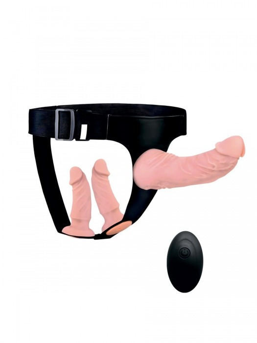 Женский страпон с 3 насадками и вибрацией - Erowoman-Eroman - купить с доставкой в Сергиевом Посаде
