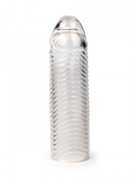 Прозрачная закрытая насадка на пенис с ребрышками - 16 см. - Sex Expert - в Сергиевом Посаде купить с доставкой