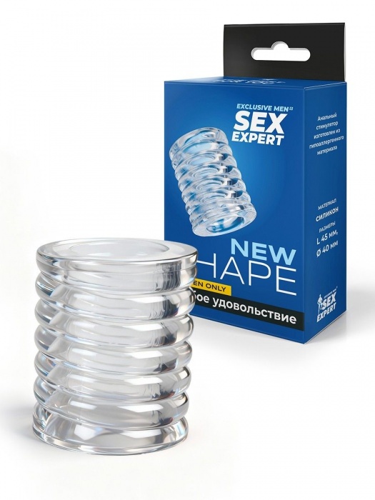 Прозрачная сквозная насадка на пенис с ребрышками - Sex Expert - в Сергиевом Посаде купить с доставкой