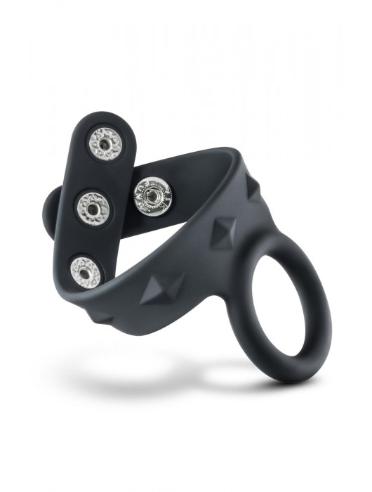 Черное эрекционное кольцо с подхватом мошонки на кнопках VS6 - Blush Novelties - в Сергиевом Посаде купить с доставкой
