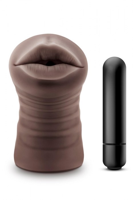 Коричневый мастурбатор-ротик Krystal Vibrating Masturbator - Blush Novelties - в Сергиевом Посаде купить с доставкой