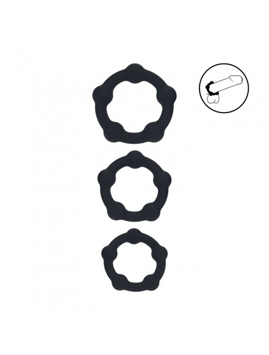 Набор из 3 эрекционных колец Beaded Silicone Cockring Set - Shots Media BV - в Сергиевом Посаде купить с доставкой