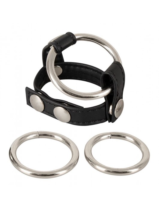 Подхват для мошонки с 3 съемными эрекционными кольцами Leder-Riemen - Orion - в Сергиевом Посаде купить с доставкой