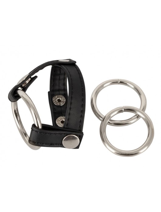 Подхват для мошонки с 3 съемными эрекционными кольцами Leder-Riemen - Orion - в Сергиевом Посаде купить с доставкой
