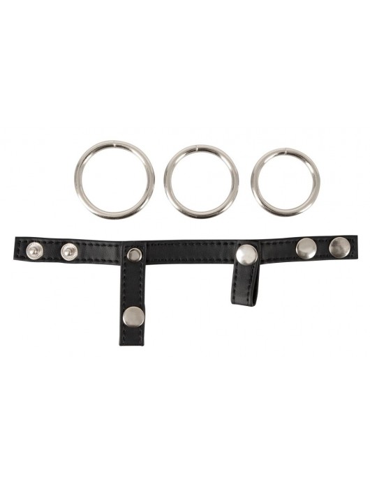 Подхват для мошонки с 3 съемными эрекционными кольцами Leder-Riemen - Orion - в Сергиевом Посаде купить с доставкой