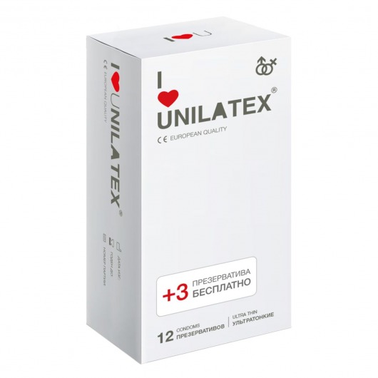 Ультратонкие презервативы Unilatex Ultra Thin - 12 шт. + 3 шт. в подарок - Unilatex - купить с доставкой в Сергиевом Посаде