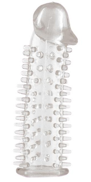 Прозрачная насадка на половой член с закрытой головкой и шипами - 12,5 см. - Toyfa Basic - в Сергиевом Посаде купить с доставкой